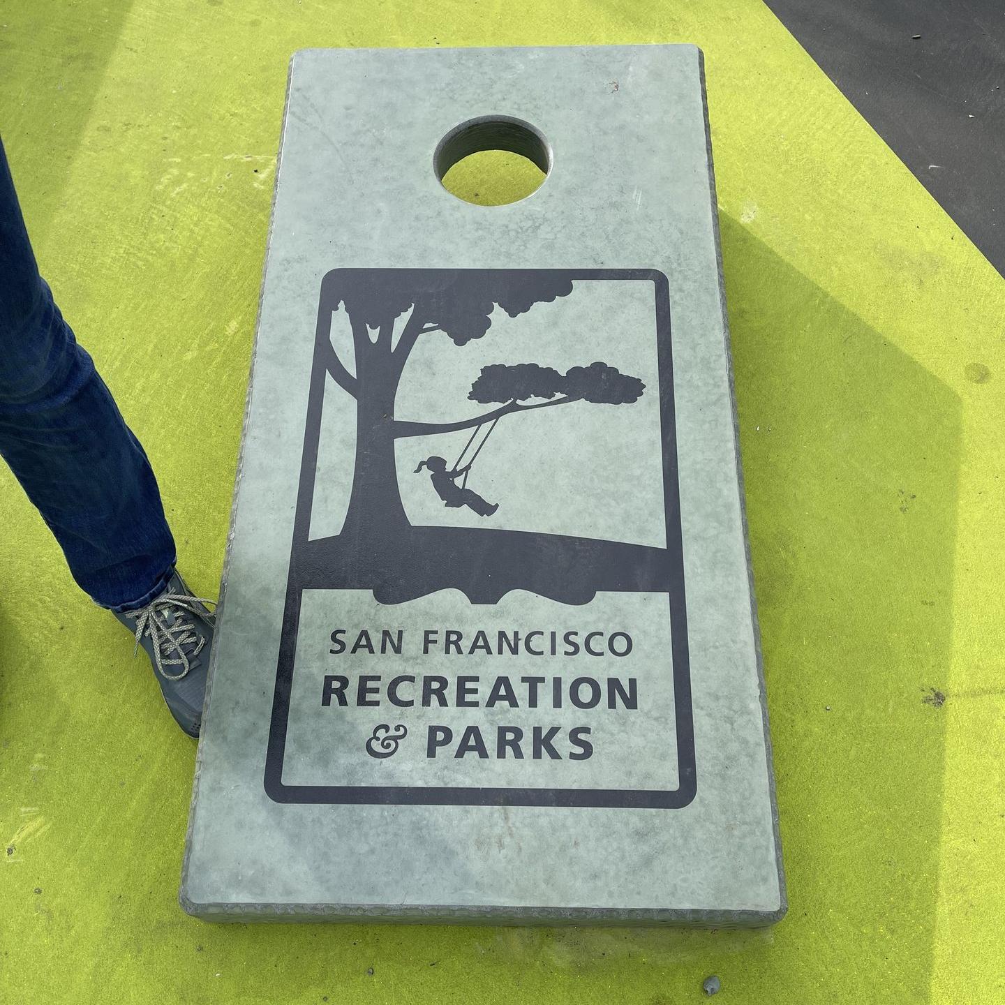 Concrete Cornhole Boards in the park